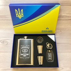 Подарочный набор MOONGRASS 5в1 с флягой, рюмками, брелком, лейкой UKRAINE 🇺🇦 WKL-002 WKL-002 фото