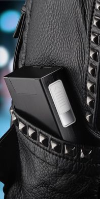 Портсигар на 20 сигарет із електроприкурювачем⚡️Щит с тризубом 🛡️ (USB) HL-426 HL-426 Щит с тризубом 🛡️ фото