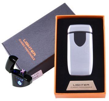 Электроимпульсная зажигалка в подарочной коробке Lighter №HL-112 Silver 1137144165 фото