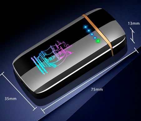 Дугова електроімпульсна USB запальничка ⚡️Україна (індикатор заряду🔋) HL-452 Silver HL-452-Silver фото