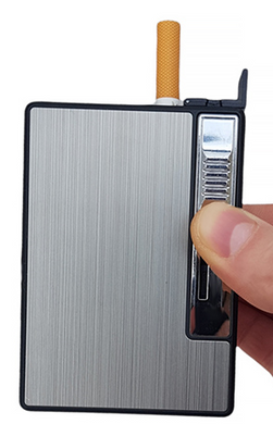 Портсигар на 10 сигарет з автоматичною подачею та запальничкою FOCUS (Гостре полум'я🚀) HL-150 Black HL-150-Black фото
