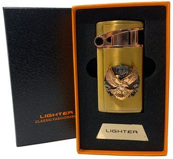 Газова запальничка "Орли 🦅" (Турбо полум'я 🚀, подарункова коробка 🎁) Jiebao Lighter HL-501 Golden HL-501-Golden фото