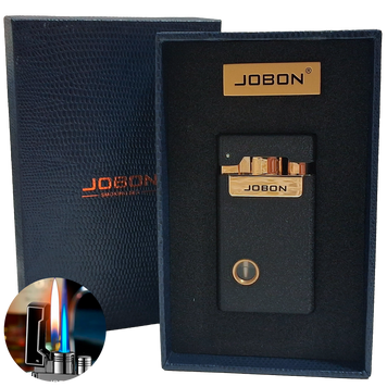 Газова запальничка JOBON зі здвоєним полум'ям (Турбо + Класика) HL-864 black wrinkles HL-864 black wrinkles фото