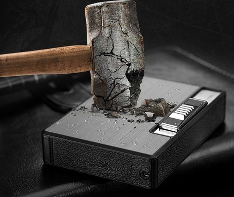 Портсигар на 10 сигарет з автоматичною подачею та запальничкою FOCUS (Гостре полум'я🚀) HL-150 Black HL-150-Black фото