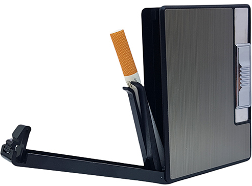 Портсигар на 10 сигарет с автоматической подачей и зажигалкой FOCUS (Острое пламя🚀) HL-150 Black HL-150-Black фото