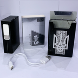 Портсигар на 20 сигарет із електроприкурювачем⚡️Тризуб с орнаментом (USB) HL-426 HL-426 Тризуб с орнаментом фото