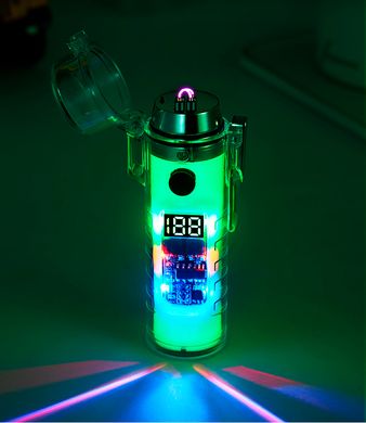 Дугова електроімпульсна запальничка водонепроникна⚡️ (індикатор заряду🔋 ліхтарик) HL-512 HL-512 фото