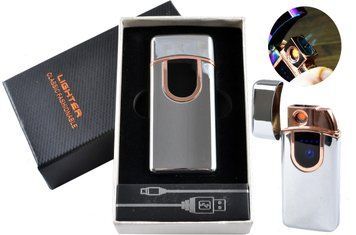 USB - Газовая Зажигалка (2 острых пламени + спираль накаливания) индикатор заряда HL-252 Silver ice HL-252-Silver-ice фото