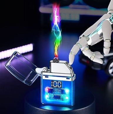 Електрична USB-запальничка з прозорим корпусом та LED-підсвічуванням ⚡HL-647 Blue HL-647 Blue фото