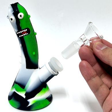 Силіконовий мінібонг &laquo;Pickle Rick / Огірочок Рік&raquo; зі скляною чашею K-6 K-6 фото