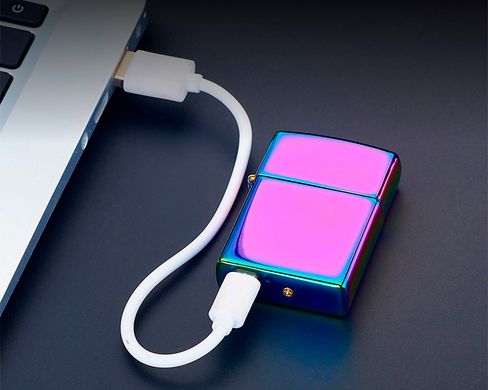 Дугова електроімпульсна USB запальничка ⚡️Герб України (металева коробка) HL-444-Rainbow HL-444-Rainbow фото