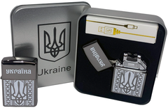 Дугова електроімпульсна USB запальничка ⚡️Герб України (металева коробка) HL-444 BLACK HL-444-BLACK фото