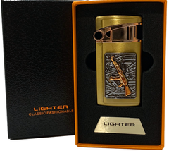 Зажигалка газовая "Оружие" (Турбо пламя 🚀, подарочная коробка 🎁) Jiebao Ligher HL-502 Golden HL-502-Golden фото