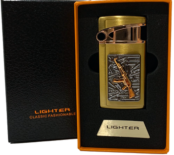 Газова запальничка "Зброя" (Турбо полум'я 🚀, подарункова коробка 🎁) Jiebao Lighter HL-502 Golden HL-502-Golden фото