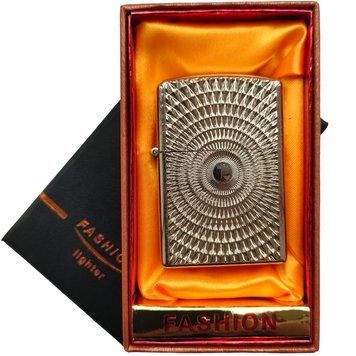 Газовая зажигалка Fashion Silver с геометрическим узором (в подарочной коробке) D688 D688 фото