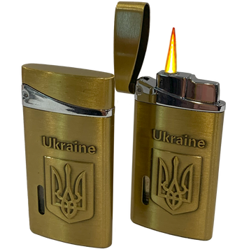 Зажигалка карманная Украина 🇺🇦 (турбо пламя) HL-325 Gold HL-325-Gold фото