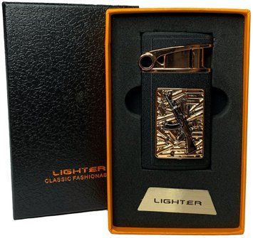 Газова запальничка "Зброя" (Турбо полум'я 🚀, подарункова коробка 🎁) Jiebao Lighter HL-502 Black-mate HL-502-Black-mate фото