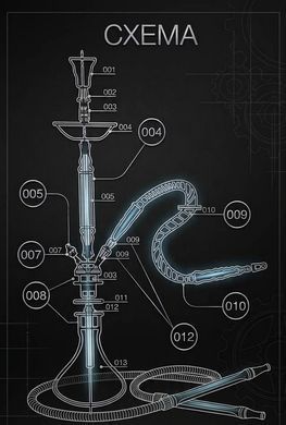 Кальян полный комплект HOOKAH (50 см) &mdash; Красный / Градиент (на 2 трубки) 19-17  19-17 Red / Black / Clear фото