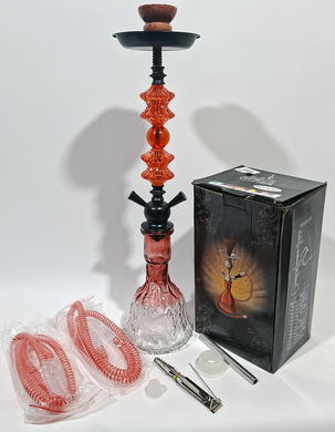 Кальян полный комплект HOOKAH (50 см) &mdash; Красный / Градиент (на 2 трубки) 19-17  19-17 Red / Black / Clear фото