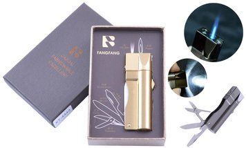 Запальничка подарункова Fang Fang (Гостре полум'я, ніж, ліхтарик) №4443 Gold 460328466 фото