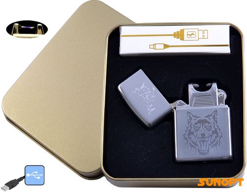 Электроимпульсная зажигалка ⚡️ в металлической упаковке JIN LUN (USB) №4838-1 4838-1 фото