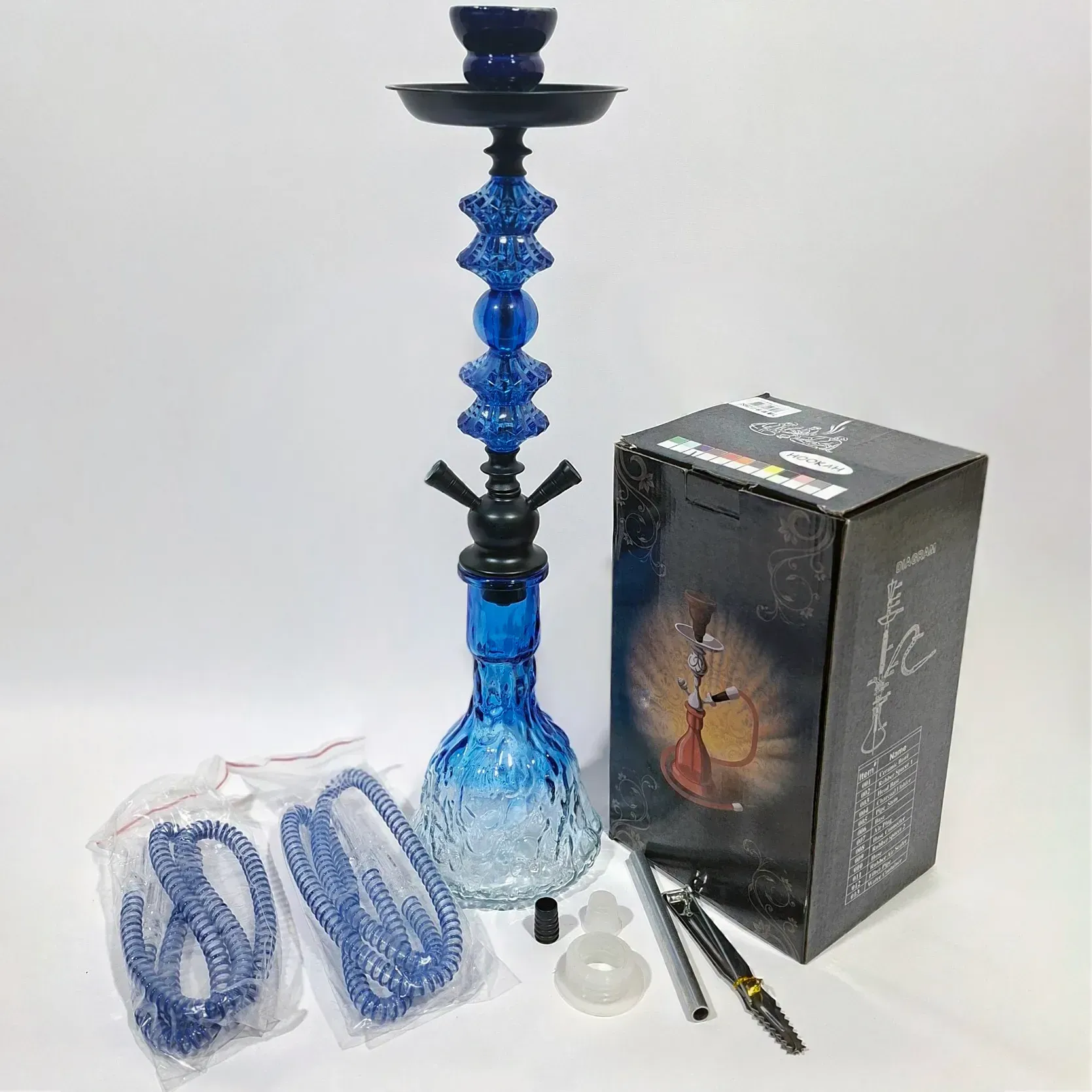 Кальян полный комплект HOOKAH 50 см синий океан на 2 трубки