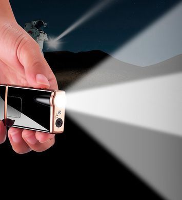 USB - Газова Запальничка (гостре полум'я + спіраль розжарювання) індикатор заряду, ліхтар, трясіння HL-253 Black HL-253-Black-sand фото