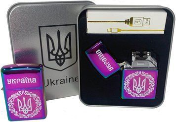 Дуговая электроимпульсная USB зажигалка ⚡️Украина (металлическая коробка) HL-447-Rainbow HL-447-Rainbow фото