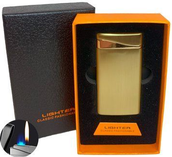 Зажигалка газовая в подарочной коробке🎁 (2 режима, острое и обычное пламя 🚀🔥) HL-418 Gold HL-418-gold фото