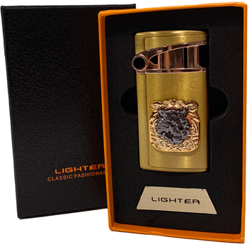 Газова запальничка "Тигри" (Турбо полум'я 🚀, подарункова коробка 🎁) Jiebao Lighter HL-503 Golden HL-503-Golden фото
