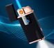 USB - Газова Запальничка (гостре полум'я + спіраль розжарювання) індикатор заряду, ліхтар, трясіння HL-253 Black HL-253-Black-sand фото 2