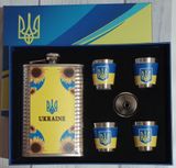 Подарунковий набір MOONGRASS 6в1 з флягою, чарками, лійкою UKRAINE 🇺🇦 WKL-074 WKL-074 фото