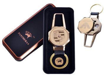 USB зажигалка в подарочной металлической коробке (брелок + фонарик) №4687A №4687A фото