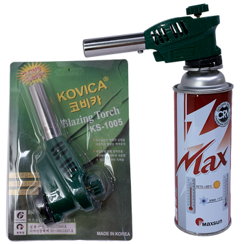 Газова пальник-насадка KOVICA Blazing Torch KS-1005 з п'єзопідпалом на цанговий балон KS-1005 фото
