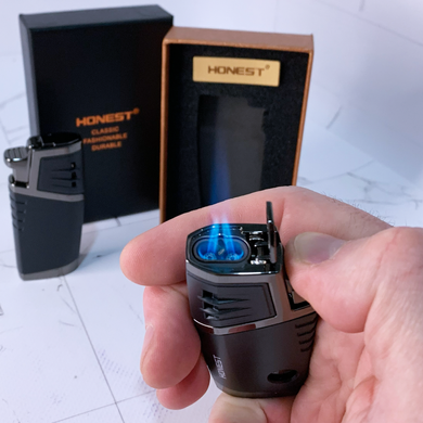 Газовая зажигалка HONEST для сигар (двойное турбо-пламя, пробойник) HL-853 Black HL-853 Black фото