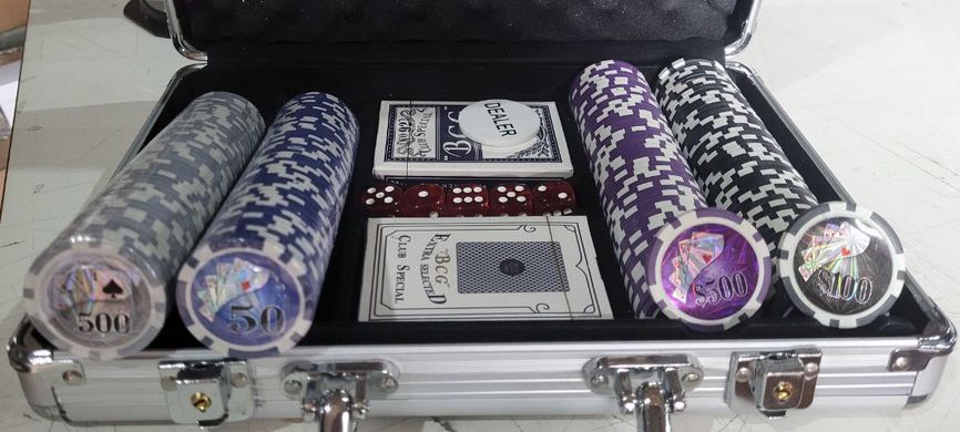 🎲 Набор для покера в алюминиевом кейсе на 200 фишек с номиналом 200N 200N фото