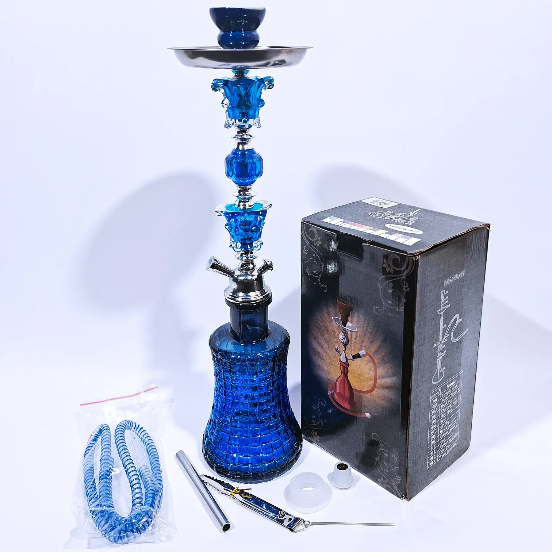 Кальян полный комплект HOOKAH 50 см синий кристалл
