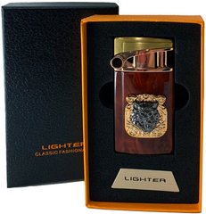 Зажигалка газовая "Тигры" (Турбо пламя 🚀, подарочная коробка 🎁) Jiebao Lighter HL-503 Wooden HL-503-Wooden фото