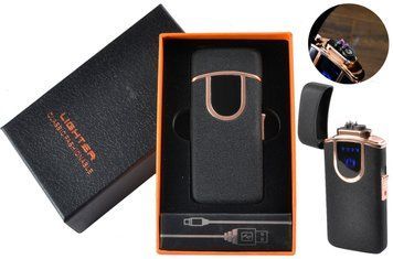 USB - Газовая Зажигалка (острое пламя + две молнии) индикатор заряда HL-254 Black sand HL-254-Black-sand фото
