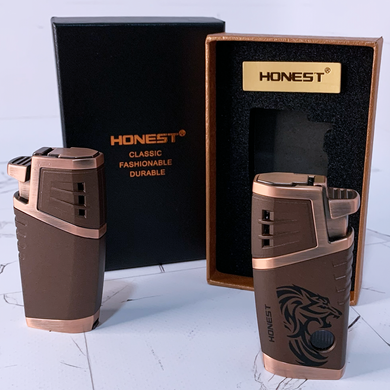 Газовая зажигалка HONEST для сигар (двойное турбо-пламя, пробойник) HL-853 Brown HL-853 Brown фото