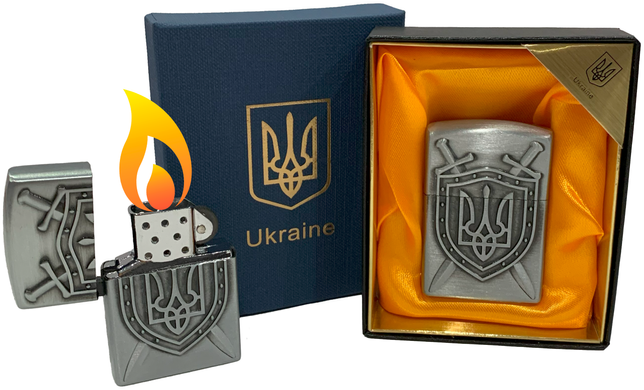 Зажигалка газовая Украина (Обычное пламя 🔥, Кремниевая, Подарочная упаковка🎁) HL-4550-8 Gray HL-4550-8 Gray фото