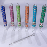 Стеклянная трубка One Hitter с принтом "Sugar Skull" и ершиком для чистки DK-8 DK-8 фото