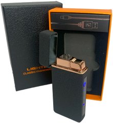 Дугова електроімпульсна USB - Газова запальничка 2в1 ⚡️🚀 (індикатор заряду🔋, ліхтарик) HL-419 Black matte HL-419-Black-matte фото