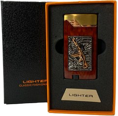 Зажигалка газовая "Оружие" (Турбо пламя 🚀, подарочная коробка 🎁) Jiebao Lighter HL-508 Wooden HL-508-Wooden фото