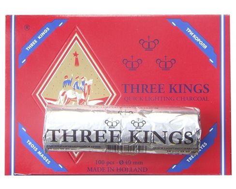 Уголь для кальяна таблетированный «Три короля» (диаметр 33 мм) Три-короля фото