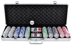 🎲 Профессиональный набор для покера Poker box на 500 фишек с номиналом в алюминиевом кейсе 500N _500N фото