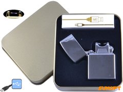 Електроімпульсна запальничка в металевій упаковці JIN LUN (USB) №4839-3