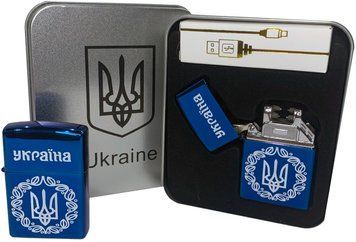 Дуговая электроимпульсная USB зажигалка ⚡️Украина (металлическая коробка) HL-447-Blue HL-447-Blue фото