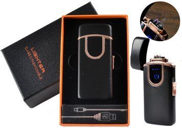 USB - Газовая Зажигалка (острое пламя + две молнии) индикатор заряда HL-254 Business Black HL-254-Business-black фото