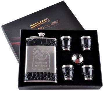 Подарочный набор 6в1 фляга (обтянута кожей), 4 рюмки, лейка "Jack Daniels" DJH-1498 DJH-1498 фото